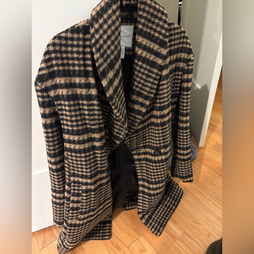 Avec les files plaid wool coat